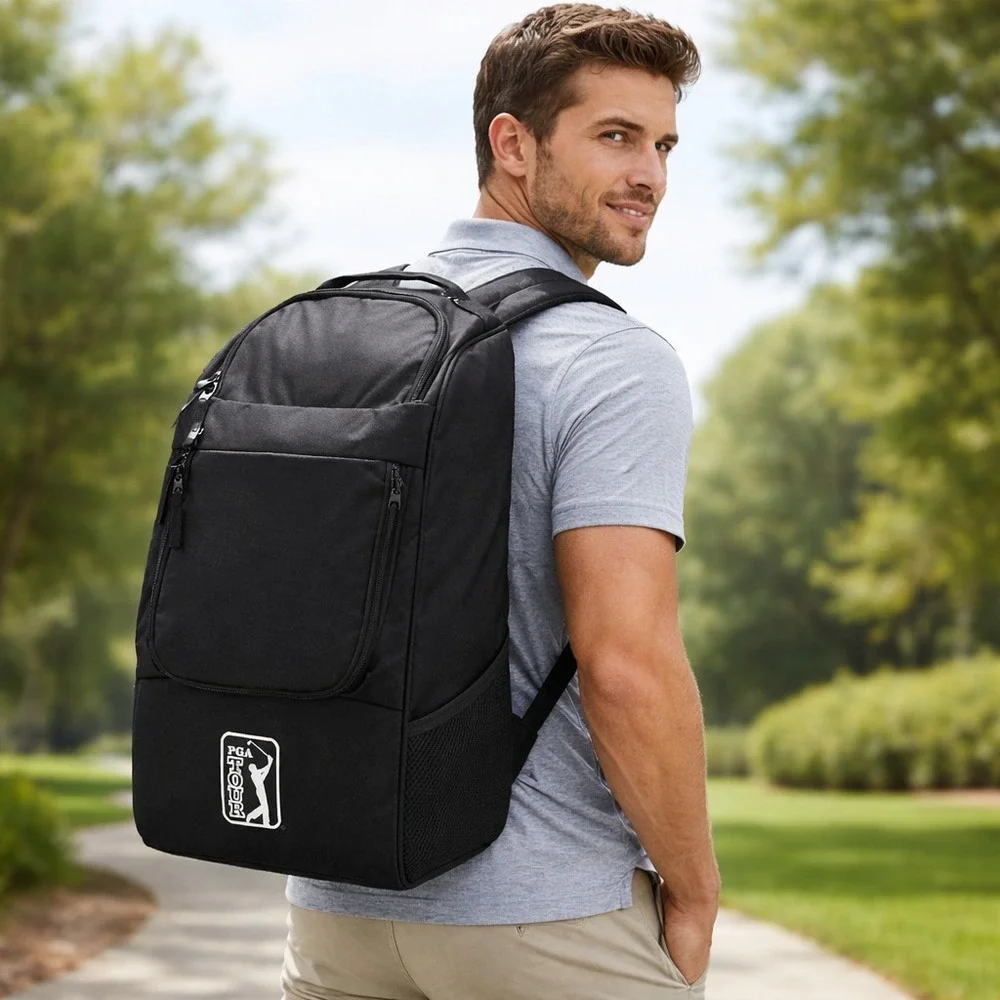 PGA TOUR Golf Disc Backpack‎ Lightweight Sports Travel Bag Black